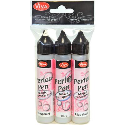 Pearl Pen Magic Value Pack 25ml 3/Pkg-Blue Violet And Transparent