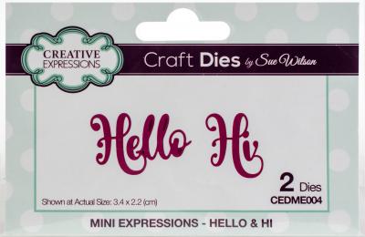 Creative Expressions Craft Dies By Sue Wilson-Mini Expressions-Hello & Hi