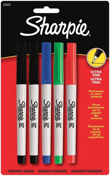 Sharpie Ultra Fine Point Permanent Markers 5/Pkg-Red, Blue, Green & 2 Black