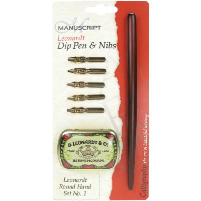 Manuscript Leonardt Dip Pen & Nibs Set-Round Hand #1