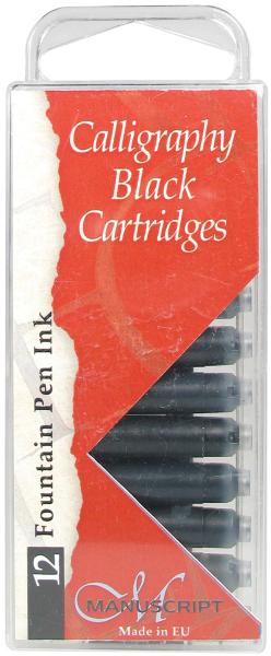 Manuscript Fountain Pen Ink Cartridges 12/Pkg-Black