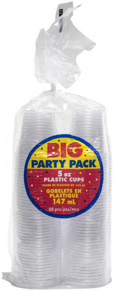 Big Party Pack Plastic Tumblers 5oz 88/Pkg-Clear