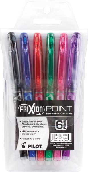Pilot FriXion Extra Fine Point Erasable Gel Pens 6/Pkg-Assorted Colors
