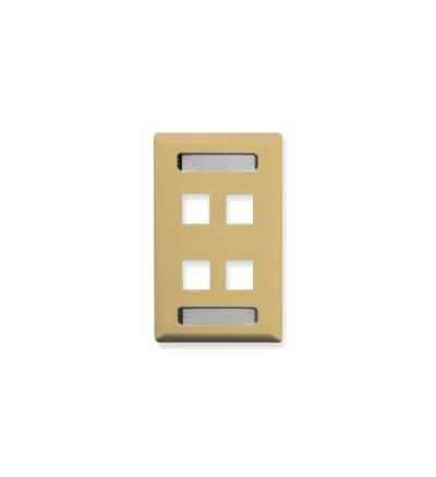 FACEPLATE, ID, 1-GANG, 4-PORT, IVORY