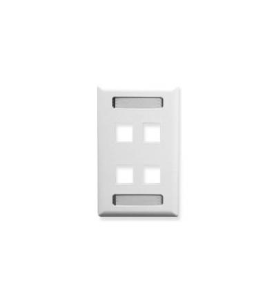 FACEPLATE, ID, 1-GANG, 4-PORT, WHITE