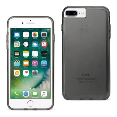 Reiko iPhone 8 Plus/ 7 Plus Transparent TPU Hard Protector Cover With Inner Extra Bumper In Clear Gray