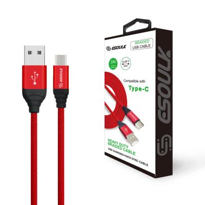 Canvas Cable 6.6ft  For Type-C In Red