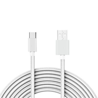 Reiko 3.3FT Metal Connector & Nylon Braided Type C USB 2.0 Data Cable In White