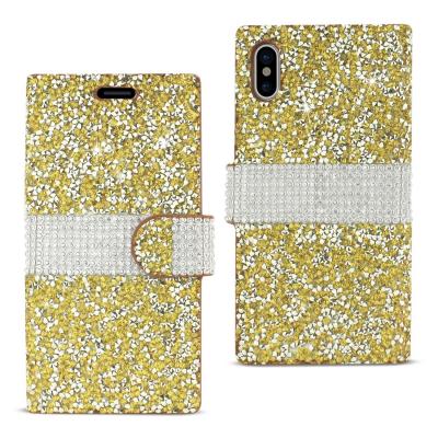 REIKO iPhone X/iPhone XS DIAMOND RHINESTONE WALLET CASE IN GOLD