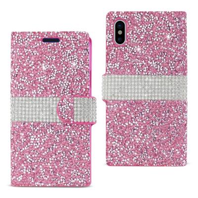 REIKO iPhone X/iPhone XS DIAMOND RHINESTONE WALLET CASE IN PINK