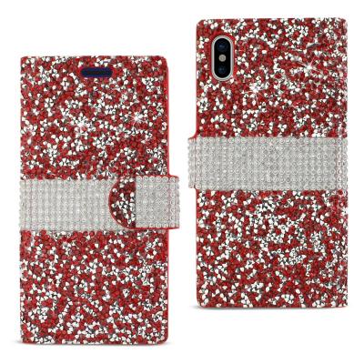 REIKO iPhone X/iPhone XS DIAMOND RHINESTONE WALLET CASE IN RED