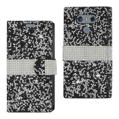 REIKO LG G6 DIAMOND RHINESTONE WALLET CASE IN BLACK