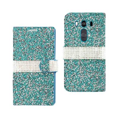 REIKO LG V10 DIAMOND RHINESTONE WALLET CASE IN BLUE