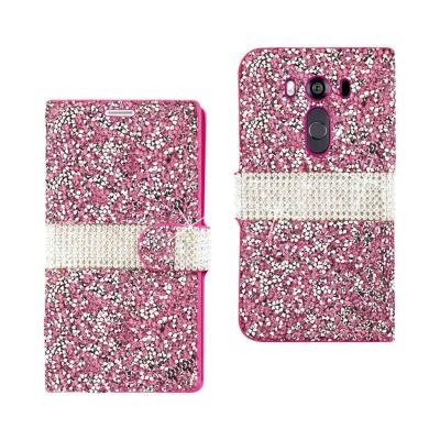 REIKO LG V10 DIAMOND RHINESTONE WALLET CASE IN PINK