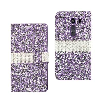 REIKO LG V10 DIAMOND RHINESTONE WALLET CASE IN PURPLE