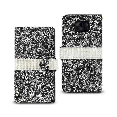 REIKO SAMSUNG GALAXY S7 EDGE DIAMOND RHINESTONE WALLET CASE IN BLACK