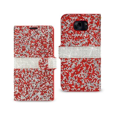 REIKO SAMSUNG GALAXY S7 EDGE DIAMOND RHINESTONE WALLET CASE IN RED