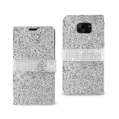 REIKO SAMSUNG GALAXY S7 EDGE DIAMOND RHINESTONE WALLET CASE IN SILVER