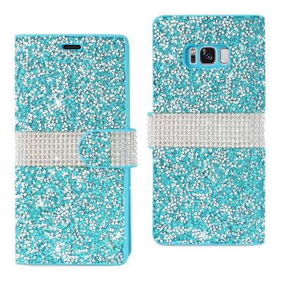 REIKO SAMSUNG GALAXY S8 EDGE/S8 Plus DIAMOND RHINESTONE WALLET CASE IN BLUE