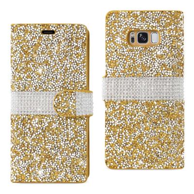 REIKO SAMSUNG GALAXY S8 EDGE/ S8 PLUS DIAMOND RHINESTONE WALLET CASE IN GOLD