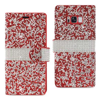 REIKO SAMSUNG GALAXY S8 EDGE/S8 Plus DIAMOND RHINESTONE WALLET CASE IN RED