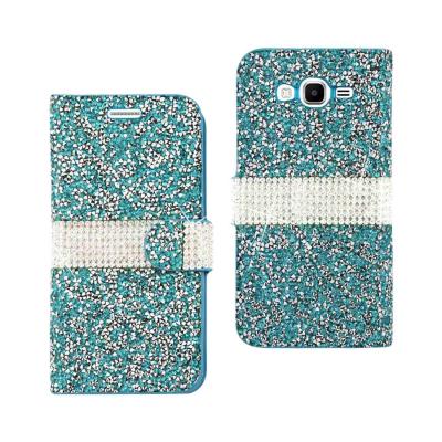 REIKO SAMSUNG GALAXY GRAND PRIME DIAMOND RHINESTONE WALLET CASE IN BLUE