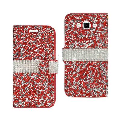 REIKO SAMSUNG GALAXY GRAND PRIME DIAMOND RHINESTONE WALLET CASE IN RED