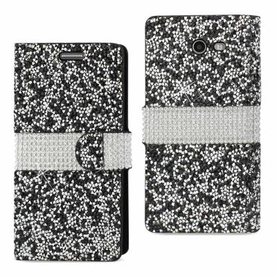 Reiko Samsung Galaxy J3 Emerge Diamond Rhinestone Wallet Case In Black
