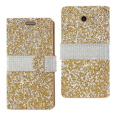 Reiko Samsung Galaxy J3 Emerge Diamond Rhinestone Wallet Case In Gold