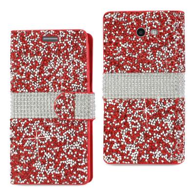 Reiko Samsung Galaxy J3 Emerge Diamond Rhinestone Wallet Case In Red