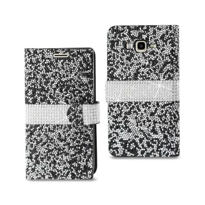 REIKO SAMSUNG GALAXY J7 DIAMOND RHINESTONE WALLET CASE IN BLACK