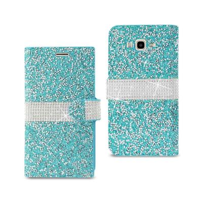 REIKO SAMSUNG GALAXY J7 DIAMOND RHINESTONE WALLET CASE IN BLUE