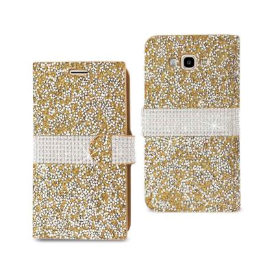 REIKO SAMSUNG GALAXY J7 DIAMOND RHINESTONE WALLET CASE IN GOLD