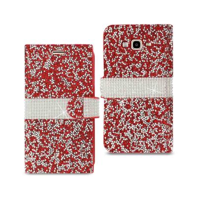 REIKO SAMSUNG GALAXY J7 DIAMOND RHINESTONE WALLET CASE IN RED