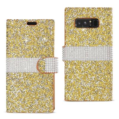 REIKO SAMSUNG GALAXY NOTE 8 DIAMOND RHINESTONE WALLET CASE IN GOLD