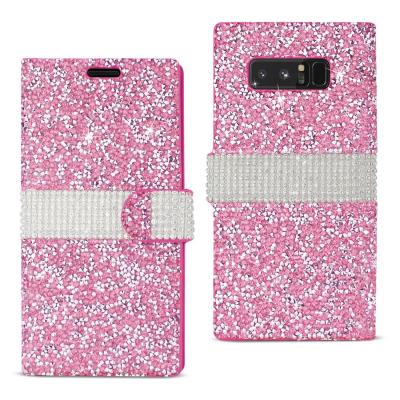 REIKO SAMSUNG GALAXY NOTE 8 DIAMOND RHINESTONE WALLET CASE IN PINK
