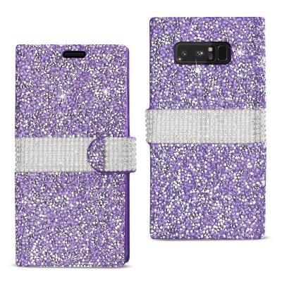 REIKO SAMSUNG GALAXY NOTE 8 DIAMOND RHINESTONE WALLET CASE IN PURPLE