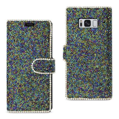 REIKO SAMSUNG GALAXY S8/ SM BEAD DIAMOND WALLET CASE IN BLACK