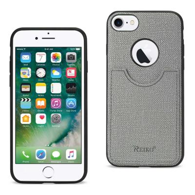 Reiko iPhone 7/8/SE2 Anti-Slip Texture Protector Cover With Card Slot In Gray