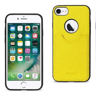 Reiko iPhone 7/8/SE2 Anti-Slip Texture Protector Cover With Card Slot In Yellow
