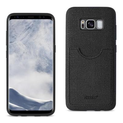 REIKO SAMSUNG GALAXY S8 EDGE/ S8 PLUS ANTI-SLIP TEXTURE PROTECTOR COVER WITH CARD SLOT IN BLACK