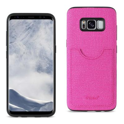 REIKO SAMSUNG GALAXY S8 EDGE/ S8 PLUS ANTI-SLIP TEXTURE PROTECTOR COVER WITH CARD SLOT IN HOT PINK