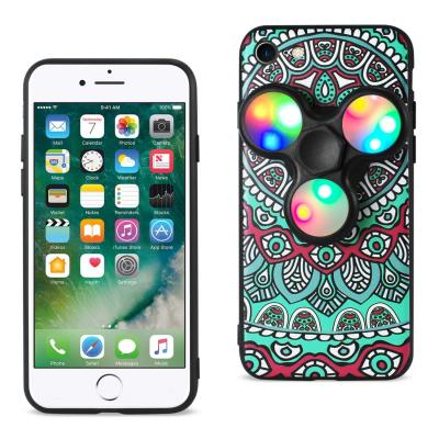 Reiko iPhone 7/8/SE2 Case Design The Inspiration Of Peacock With Led Fidget Spinner Clip On In Teal