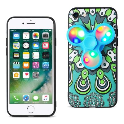 Reiko iPhone 7/8/SE2 Case Design The Inspiration Of Peacock With Led Fidget Spinner Clip On In Turquoise