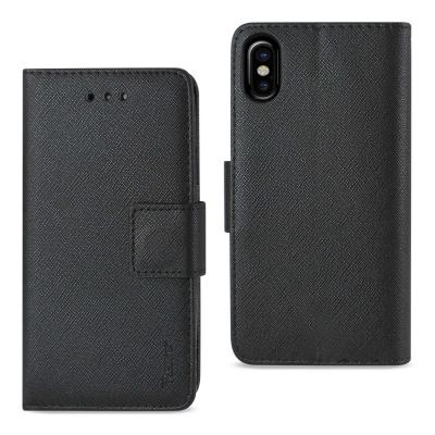 REIKO iPhone X/iPhone XS 3-IN-1 WALLET CASE IN BLACK