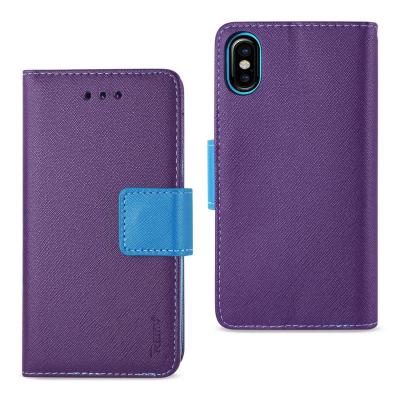 REIKO iPhone X/iPhone XS 3-IN-1 WALLET CASE IN PURPLE