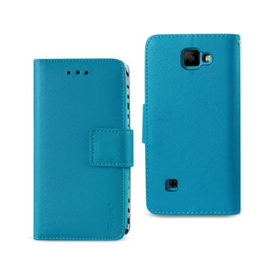 REIKO LG K3 WALLET CASE WITH INNER ZEBRA PRINT IN BLUE
