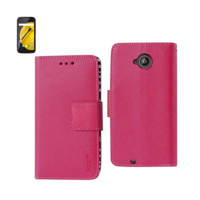 REIKO MOTOROLA MOTO E (2015) 3-IN-1 INTERIOR ZEBRA PATTERN WALLET CASE IN HOT PINK