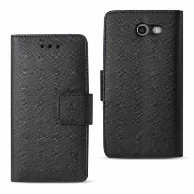 REIKO 2017 SAMSUNG GALAXY J3 EMERGE 3-IN-1 WALLET CASE IN BLACK