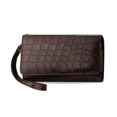 REIKO CROCODILE PATTERN PURSE WALLET CASE SAMSUNG GALAXY S4/IPHONE5S IN BROWN (5.6X2.7X0.5 INCHES)